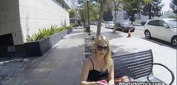  Pounding broke blonde teen from the street for a little extra money
